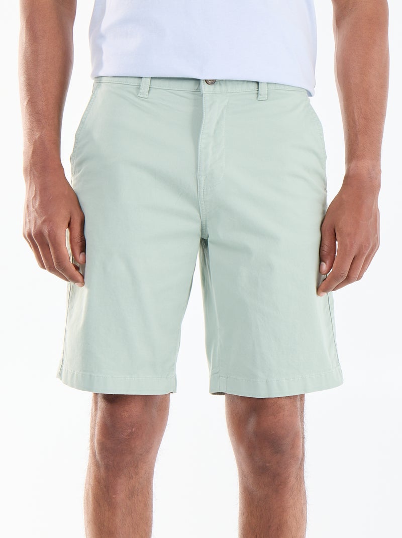 Bermuda chino uni en twill Vert - Kiabi