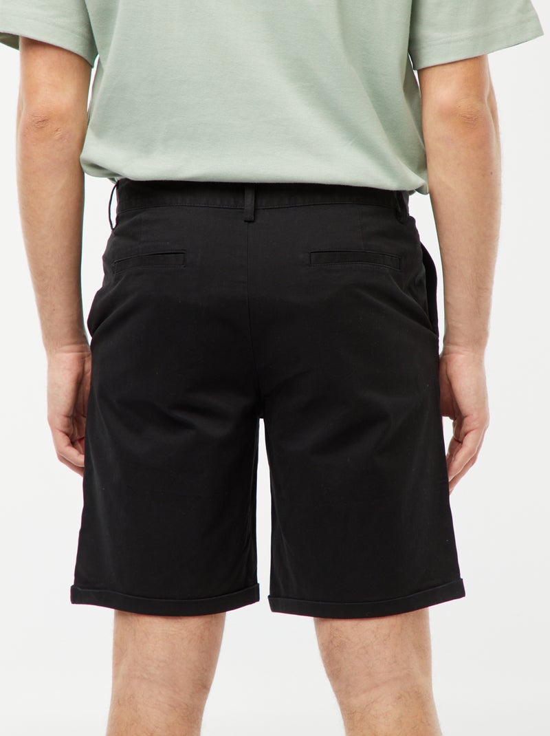 Bermuda coupe chino avec base à revers Noir - Kiabi