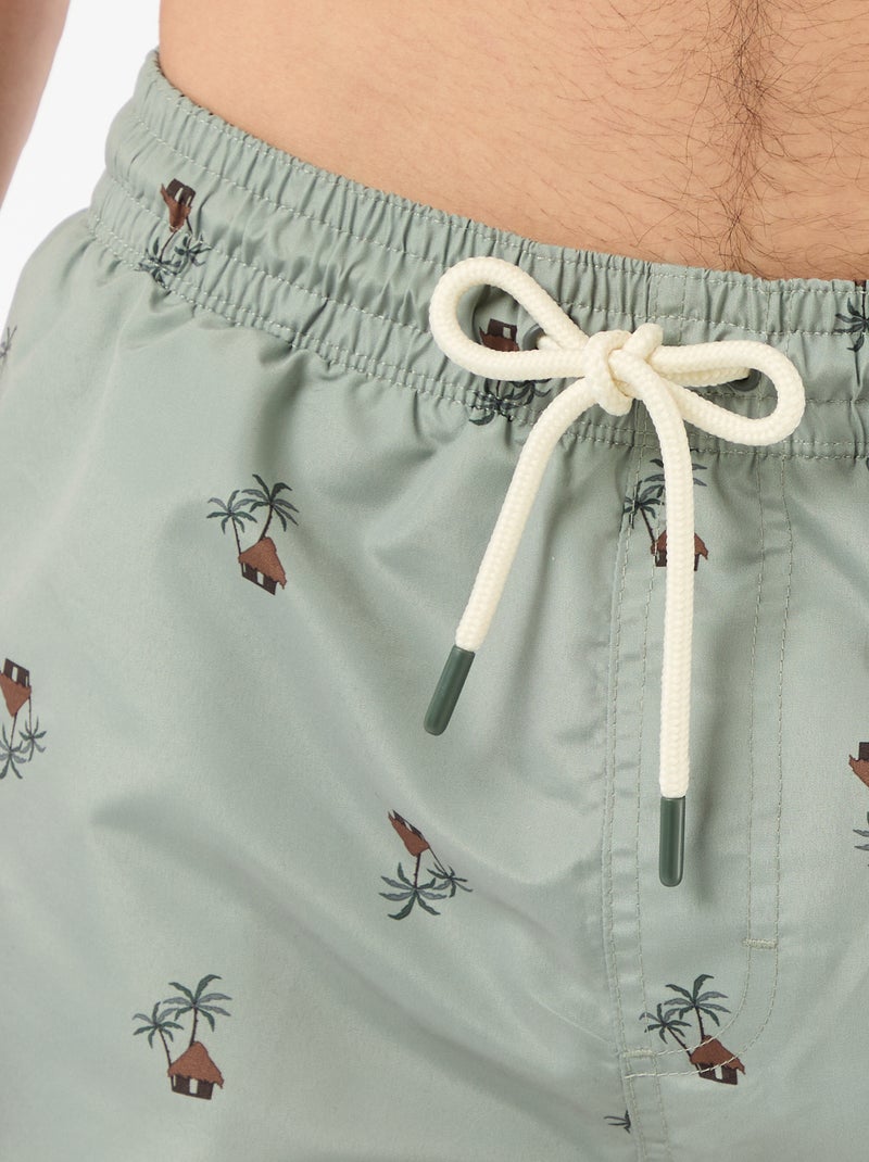 Bermuda de bain à motif Kaki - Kiabi