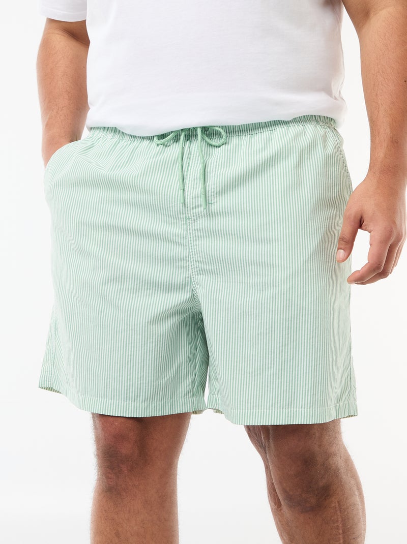 Bermuda de bain à rayures Vert - Kiabi