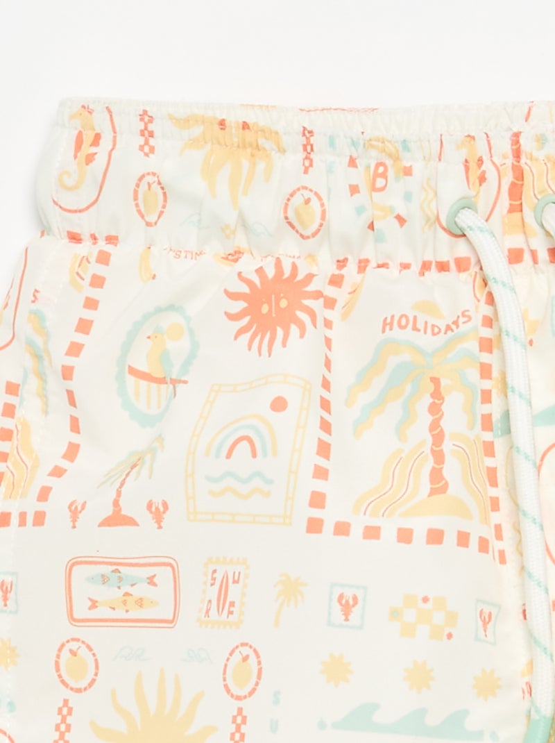 Bermuda de bain imprimé 'mer' all-over Blanc - Kiabi