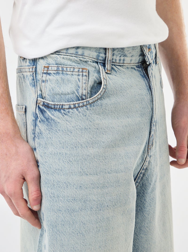 Bermuda denim baggy en coton Bleu - Kiabi