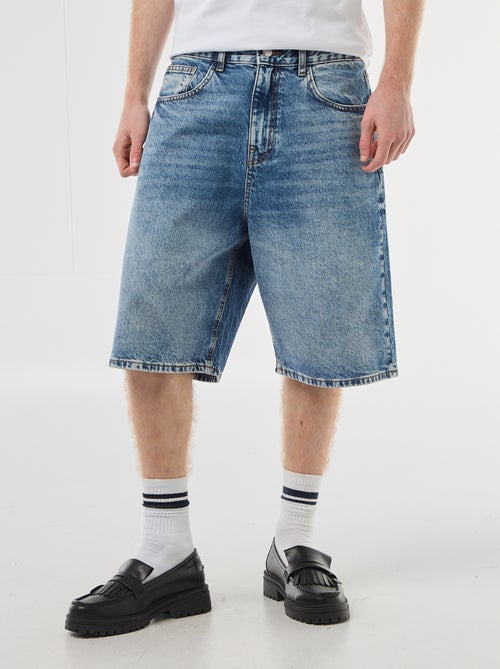 Bermuda denim baggy en coton - Kiabi