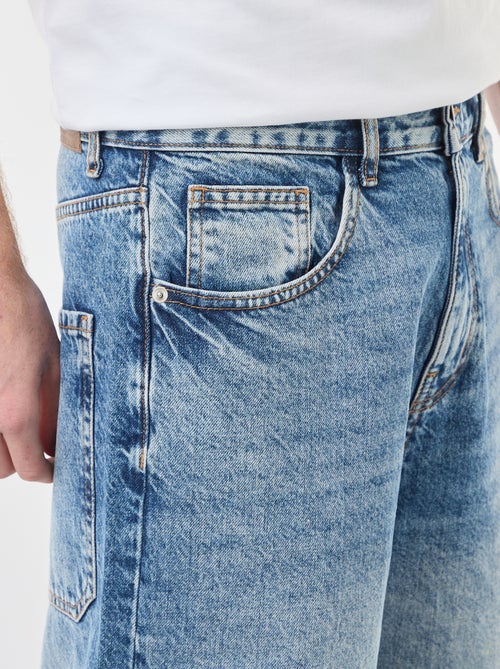 Bermuda denim baggy en coton - Kiabi