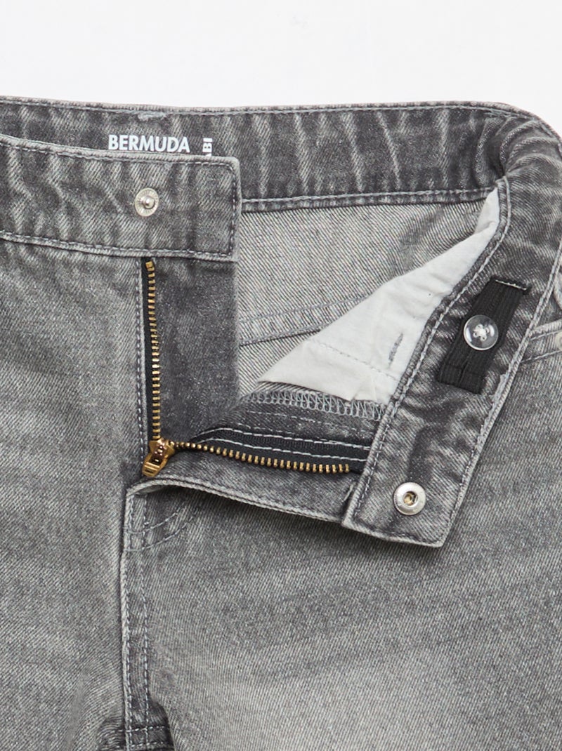 Bermuda denim slim fit stretch en coton Gris - Kiabi