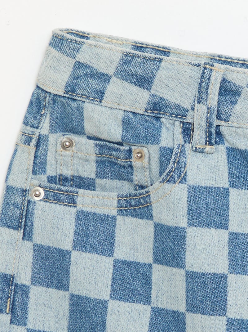 Bermuda en denim à carreaux Bleu - Kiabi