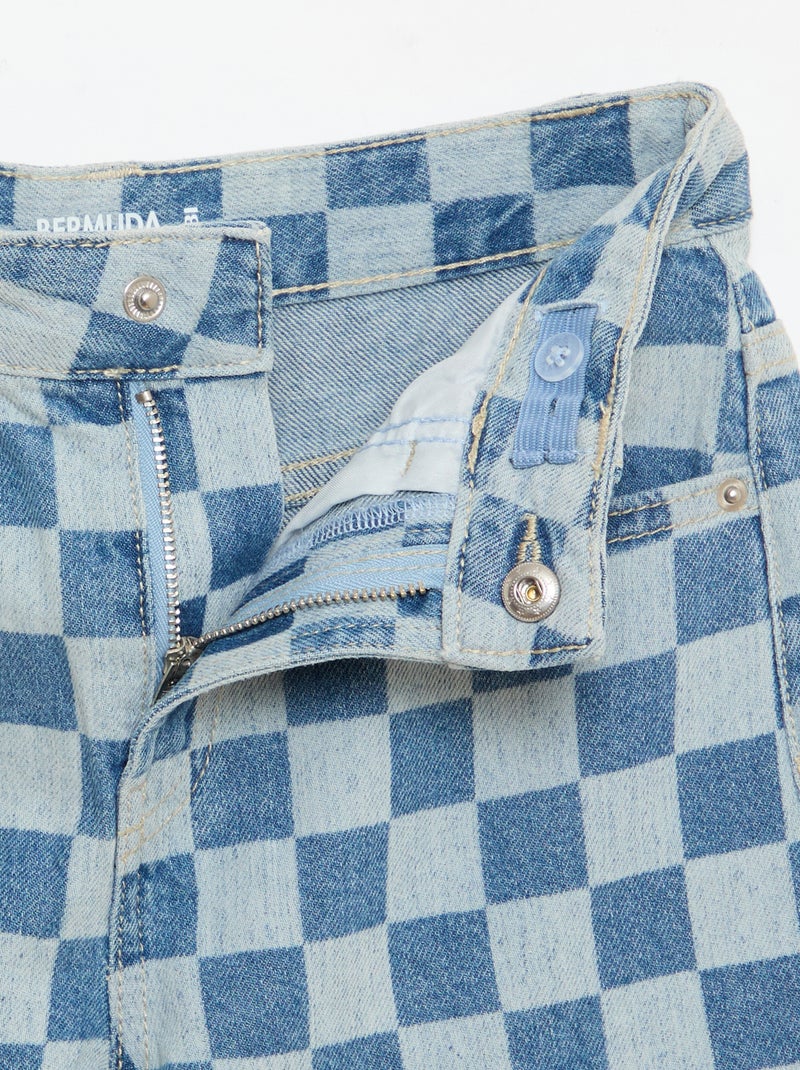 Bermuda en denim à carreaux Bleu - Kiabi