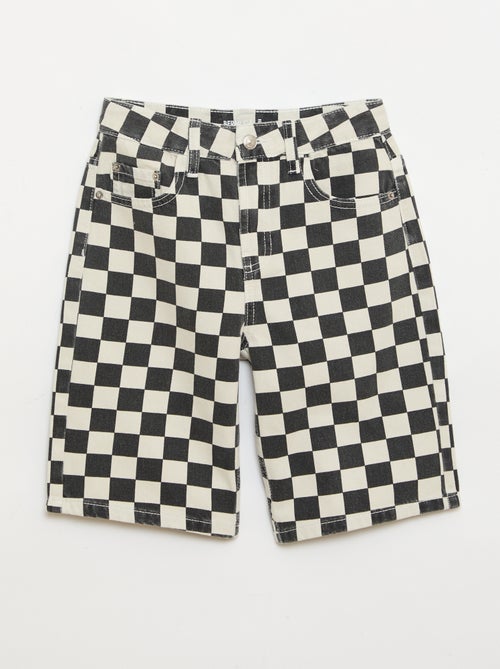 Bermuda en denim à carreaux - Kiabi