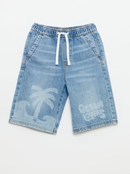 Bermuda en denim avec cordons de serrage - Kiabi