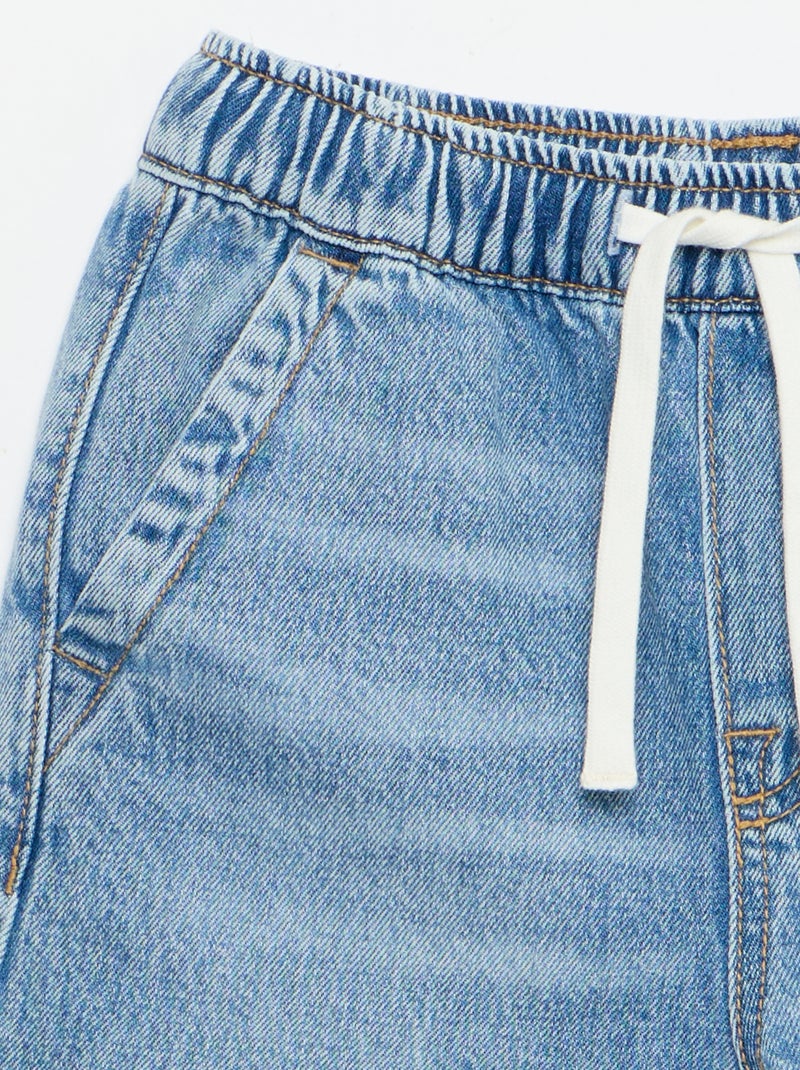 Bermuda en denim avec cordons de serrage Bleu - Kiabi