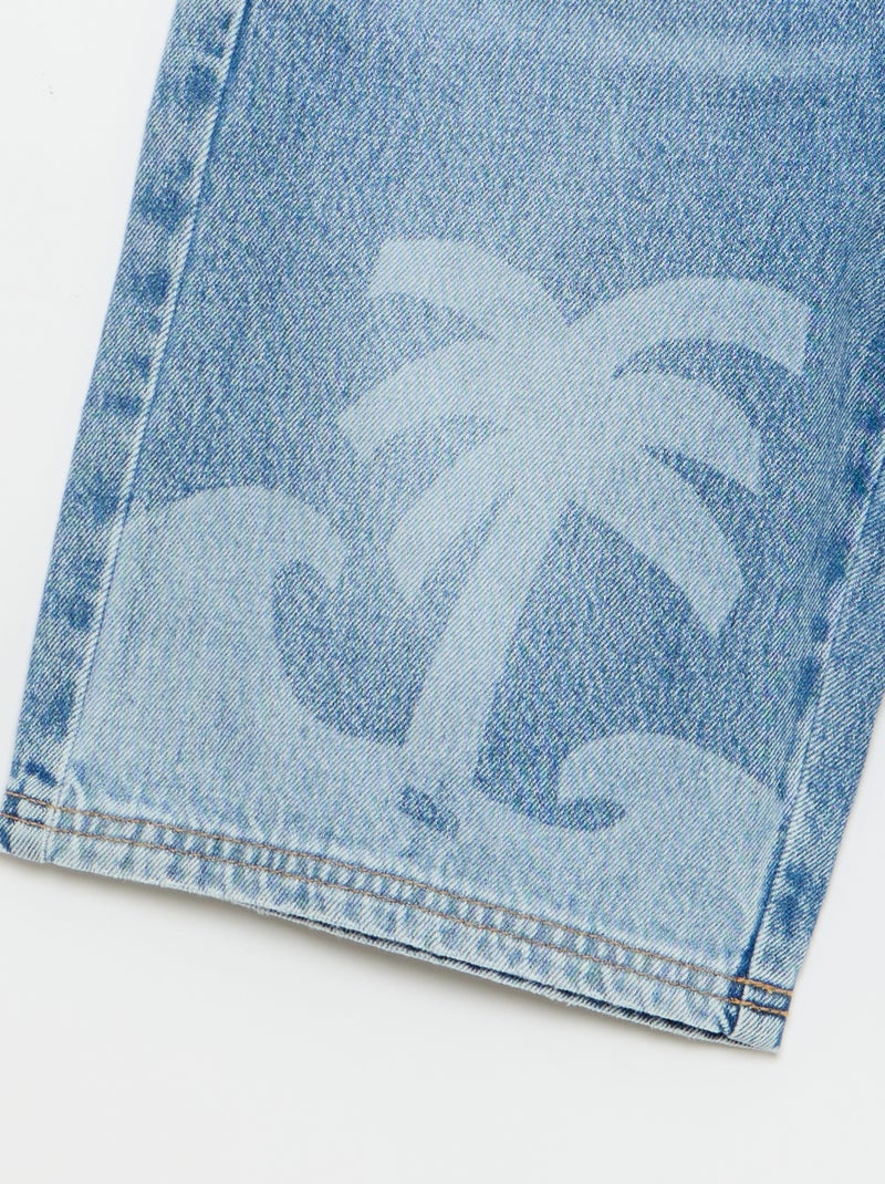 Bermuda en denim avec cordons de serrage Bleu - Kiabi