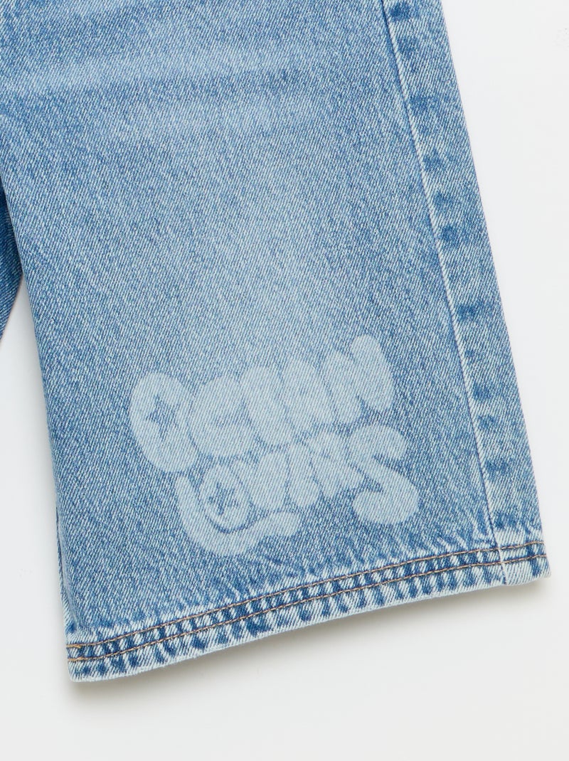 Bermuda en denim avec cordons de serrage Bleu - Kiabi