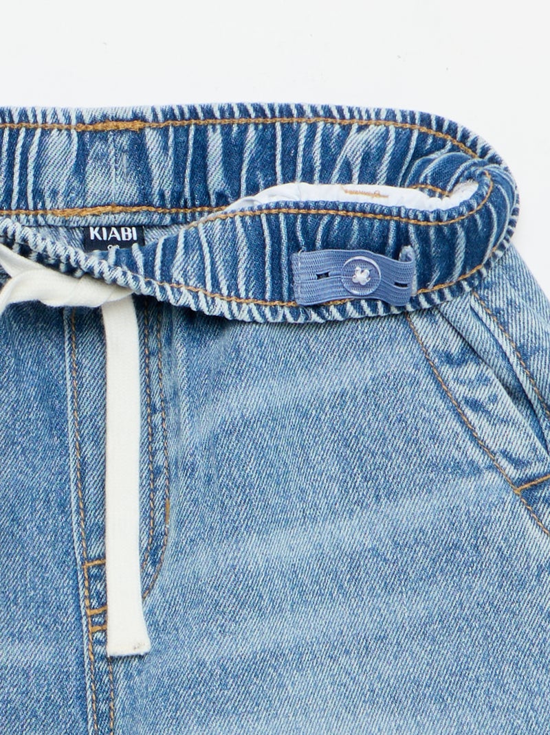 Bermuda en denim avec cordons de serrage Bleu - Kiabi