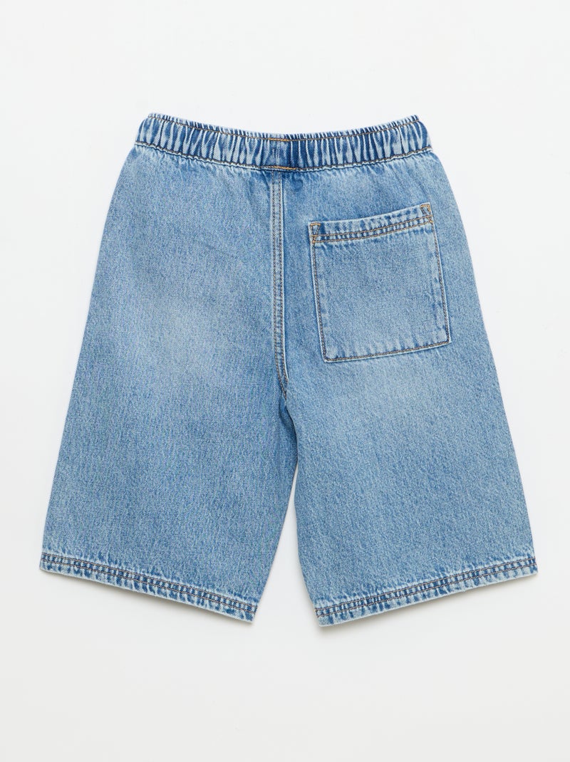 Bermuda en denim avec cordons de serrage Bleu - Kiabi