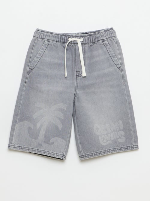 Bermuda en denim avec cordons de serrage - Kiabi
