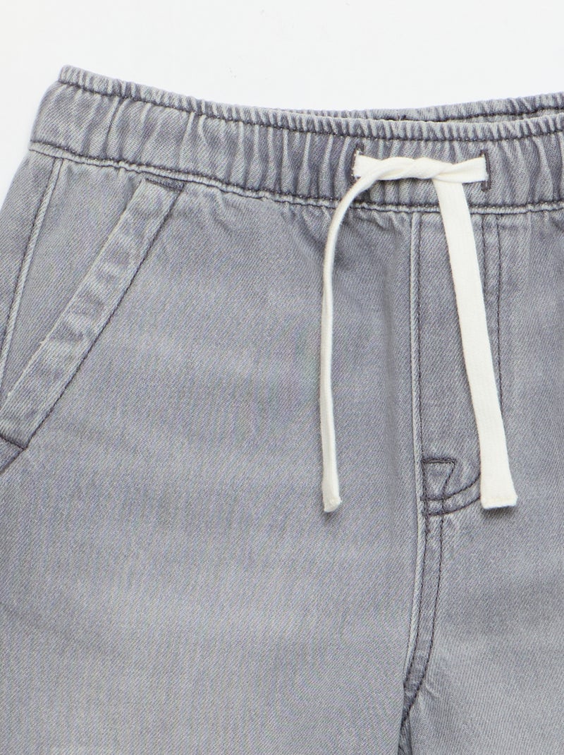 Bermuda en denim avec cordons de serrage Gris - Kiabi
