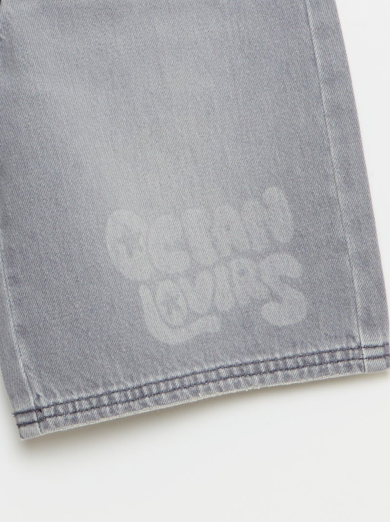 Bermuda en denim avec cordons de serrage Gris - Kiabi