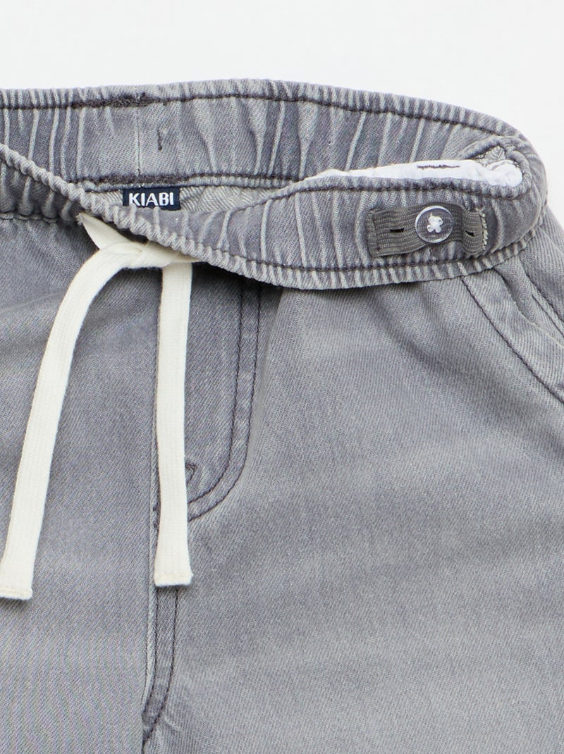 Bermuda en denim avec cordons de serrage Gris - Kiabi