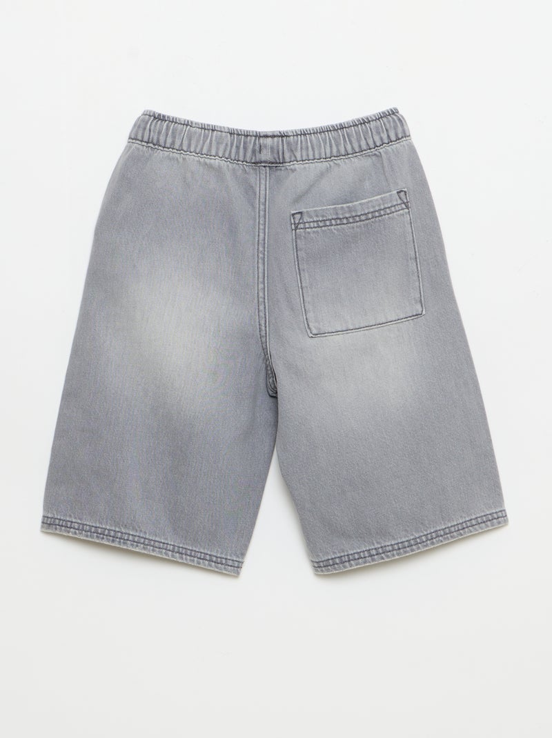 Bermuda en denim avec cordons de serrage Gris - Kiabi