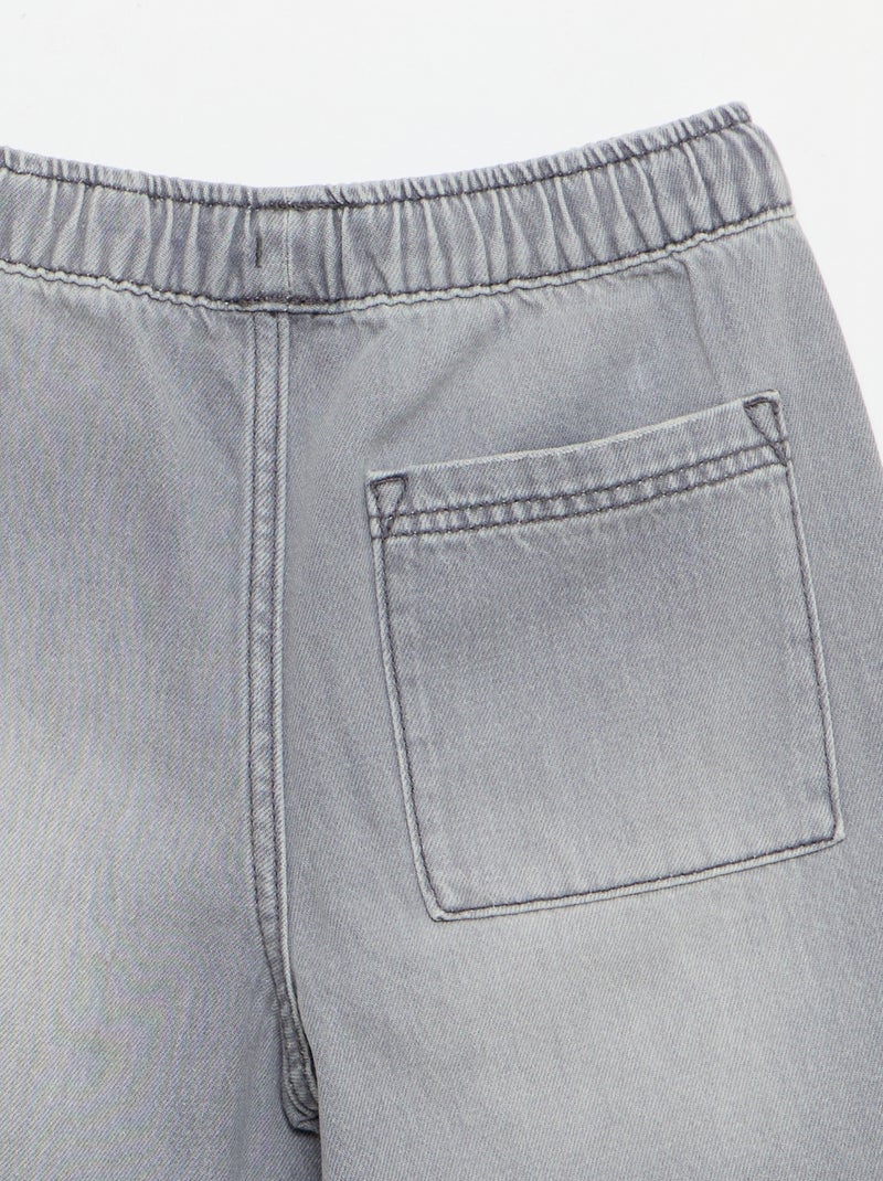 Bermuda en denim avec cordons de serrage Gris - Kiabi