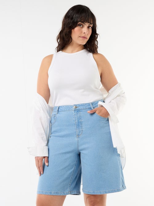 Bermuda en denim taille haute - Kiabi
