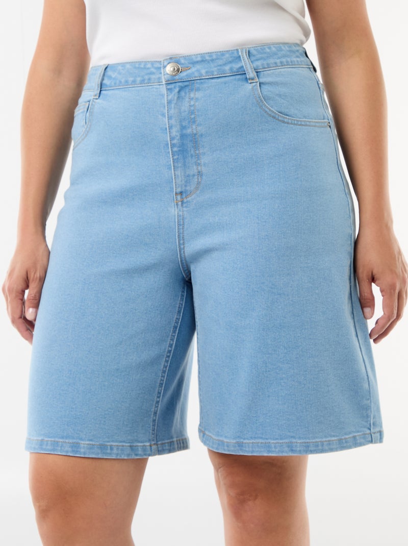Bermuda en denim taille haute Bleu - Kiabi
