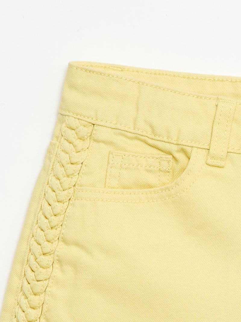 Bermuda en denim uni à 5poches Jaune - Kiabi