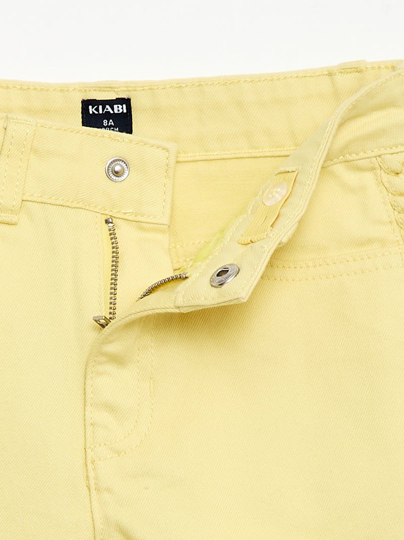 Bermuda en denim uni à 5poches Jaune - Kiabi
