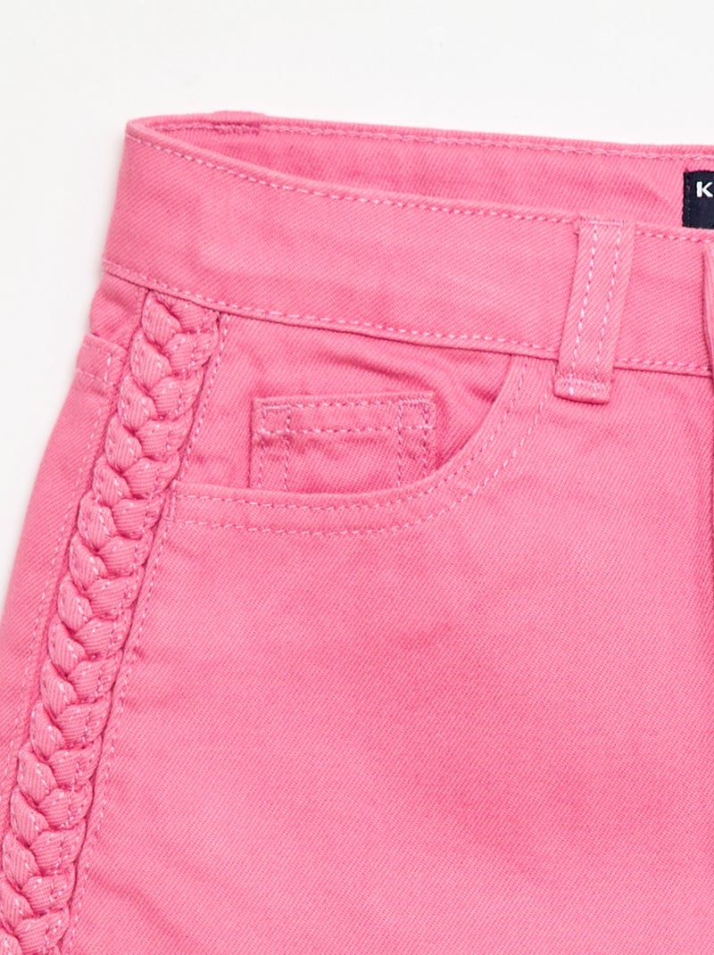 Bermuda en denim uni à 5poches Rose - Kiabi