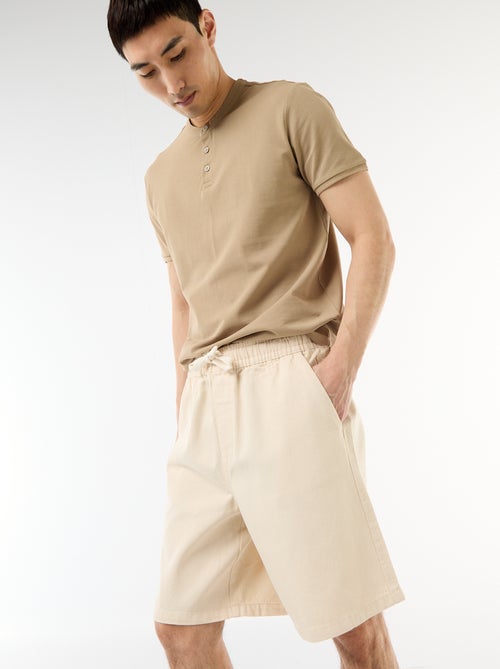 Bermuda en jean avec taille élastiquée - Kiabi