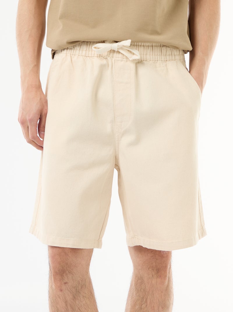 Bermuda en jean avec taille élastiquée Blanc - Kiabi