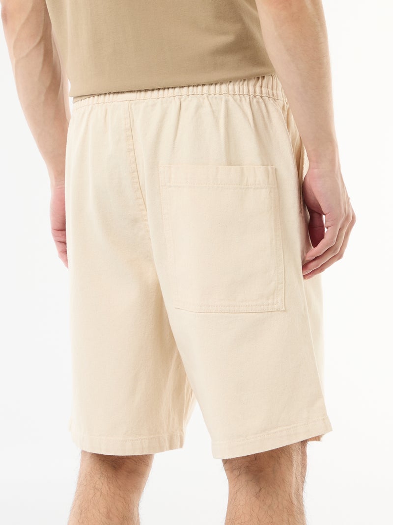 Bermuda en jean avec taille élastiquée Blanc - Kiabi