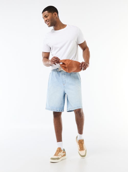 Bermuda en jean avec taille élastiquée - Kiabi