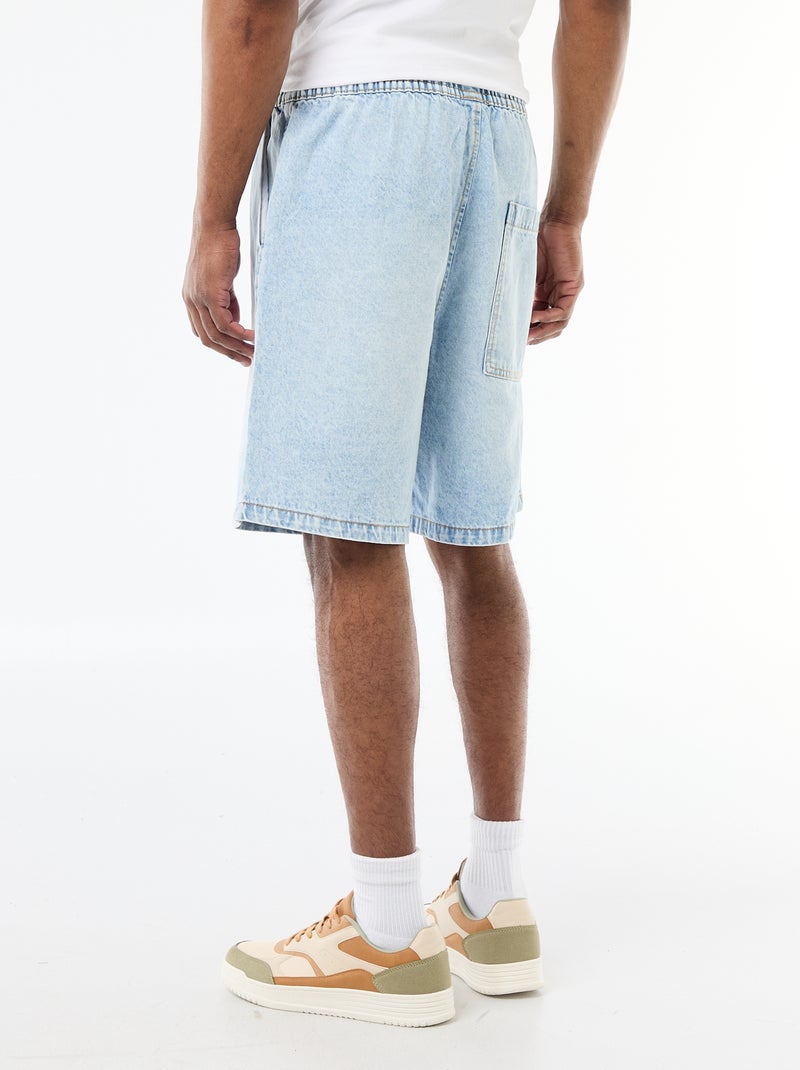 Bermuda en jean avec taille élastiquée Bleu - Kiabi