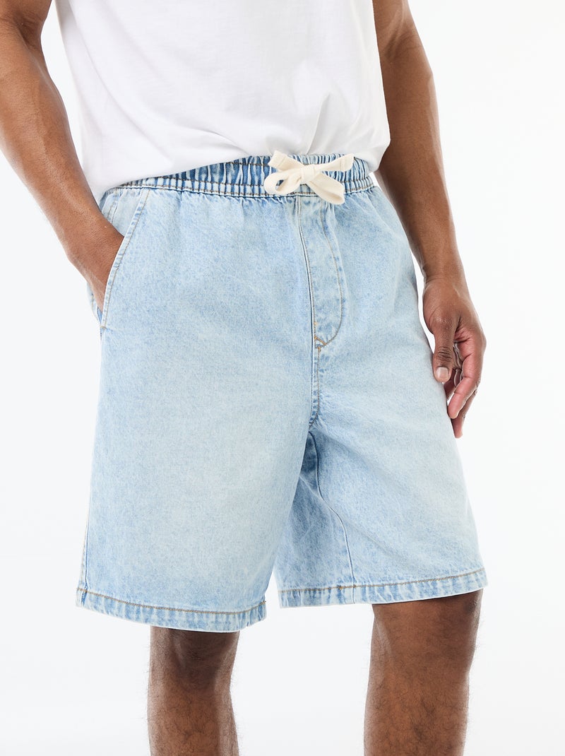 Bermuda en jean avec taille élastiquée Bleu - Kiabi