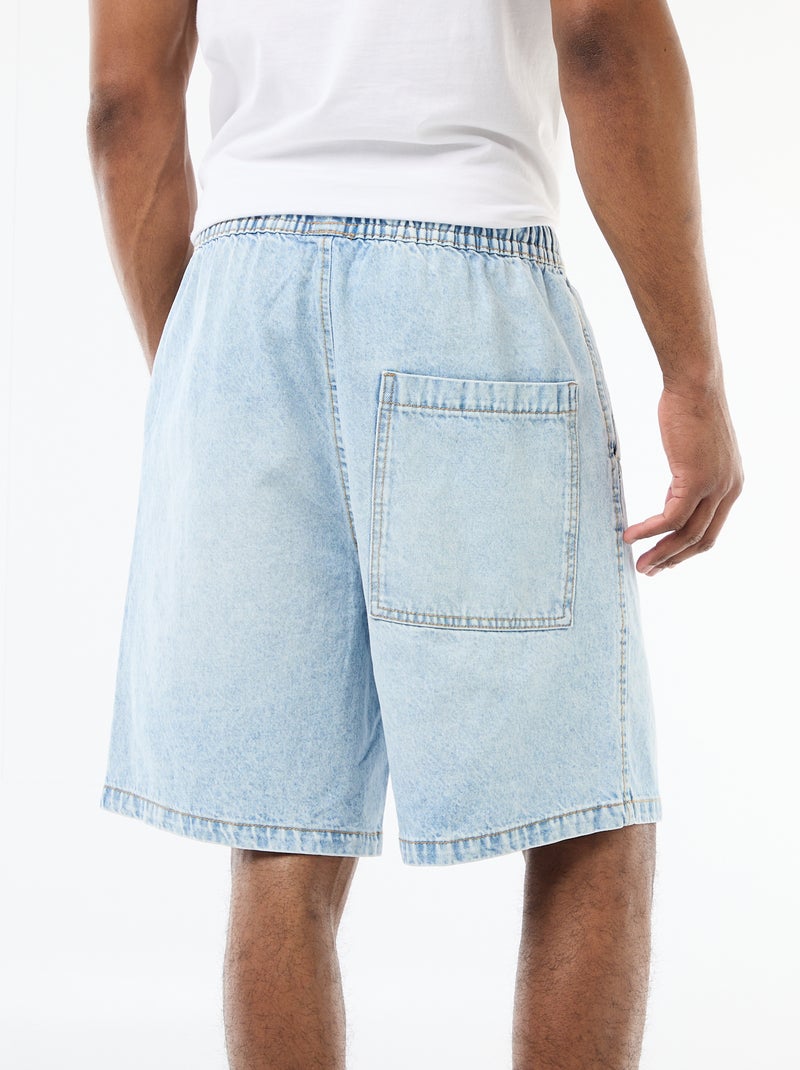 Bermuda en jean avec taille élastiquée Bleu - Kiabi