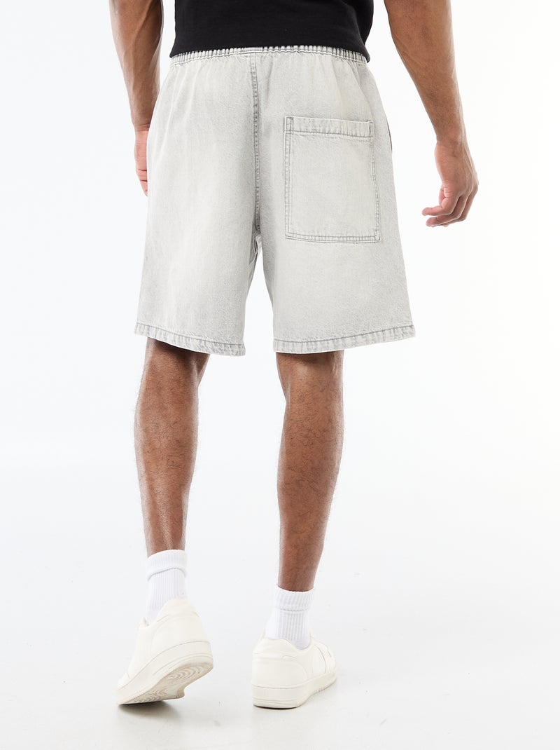 Bermuda en jean avec taille élastiquée Gris - Kiabi
