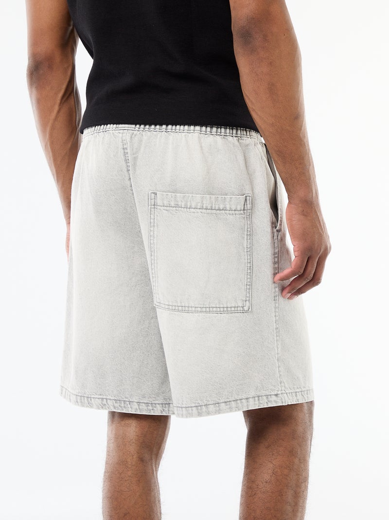 Bermuda en jean avec taille élastiquée Gris - Kiabi