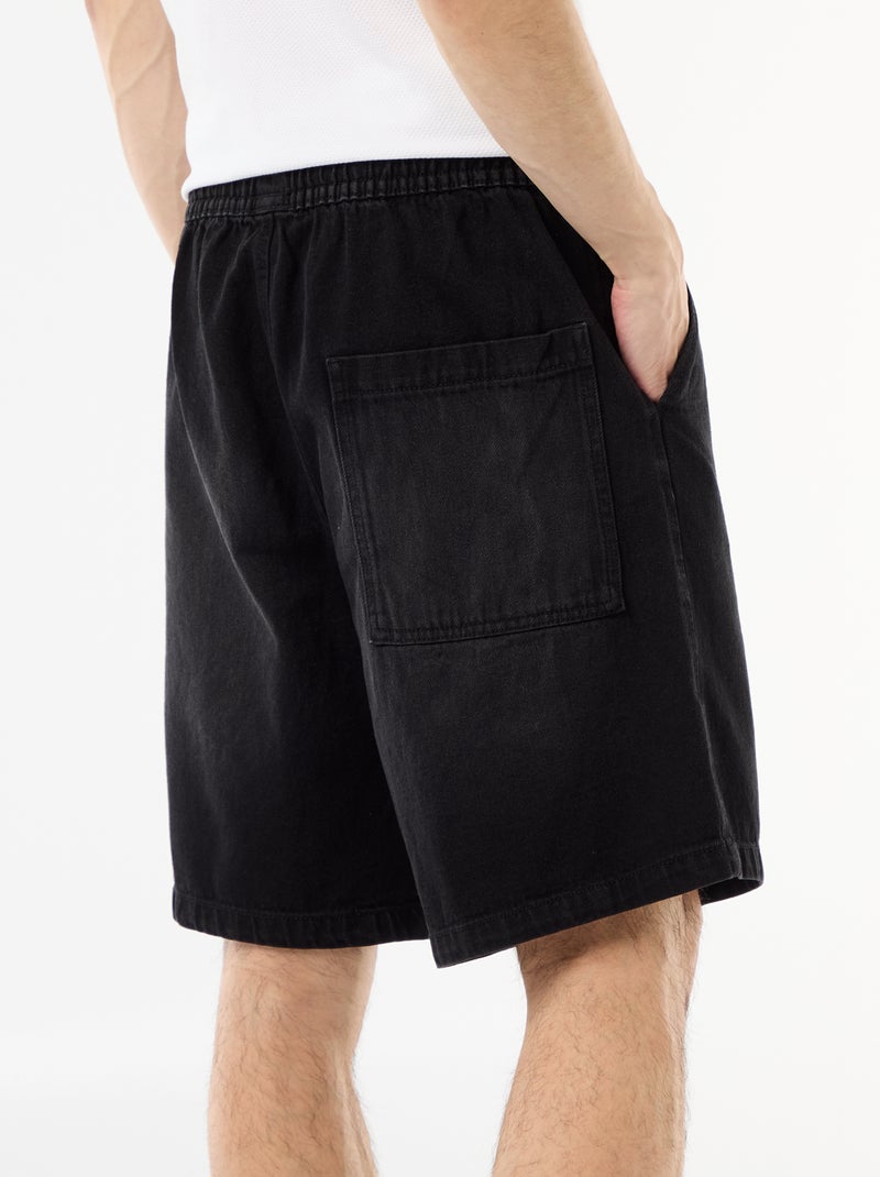 Bermuda en jean avec taille élastiquée Noir - Kiabi