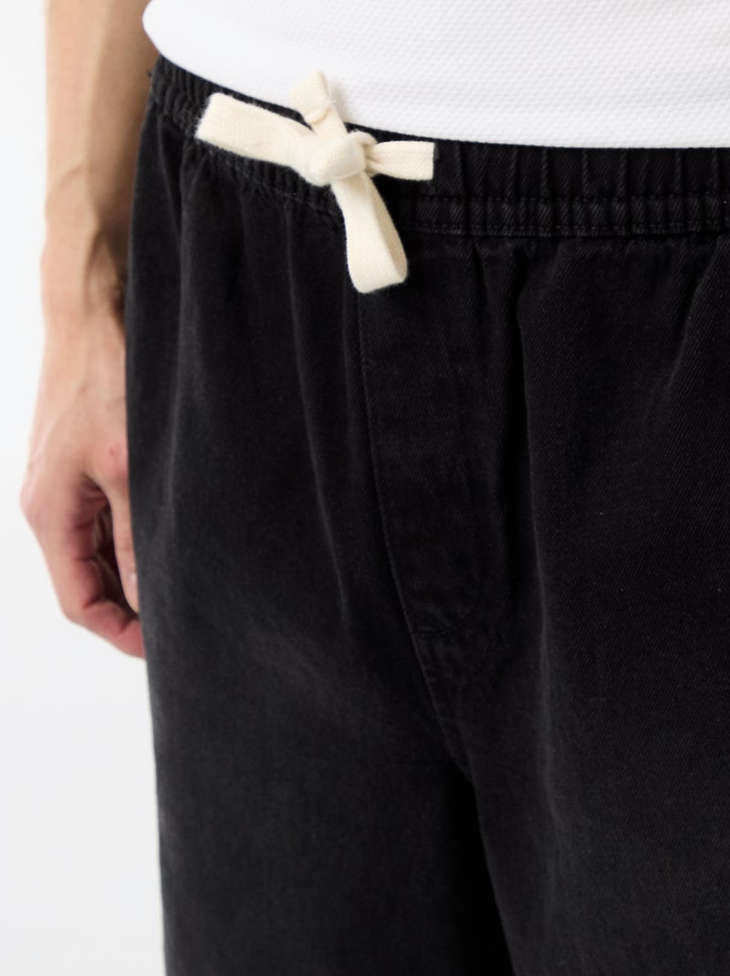 Bermuda en jean avec taille élastiquée Noir - Kiabi