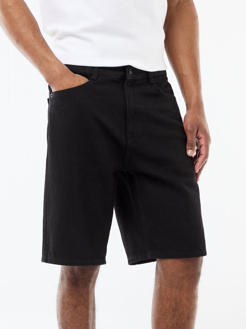 Bermuda en jean Noir - Kiabi