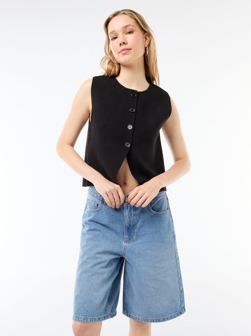 Bermuda en jean taille haute - Kiabi