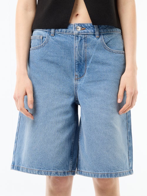 Bermuda en jean taille haute - Kiabi