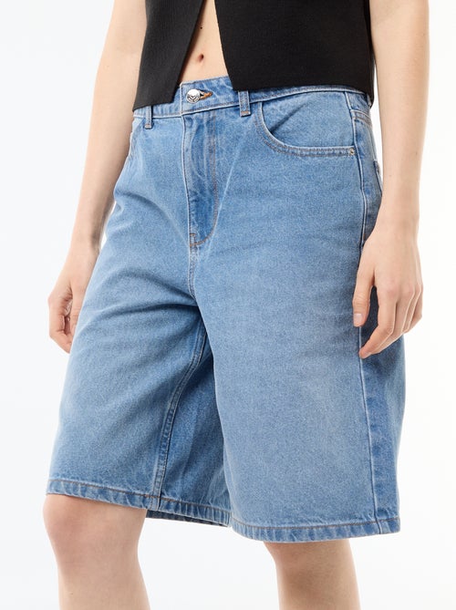 Bermuda en jean taille haute - Kiabi