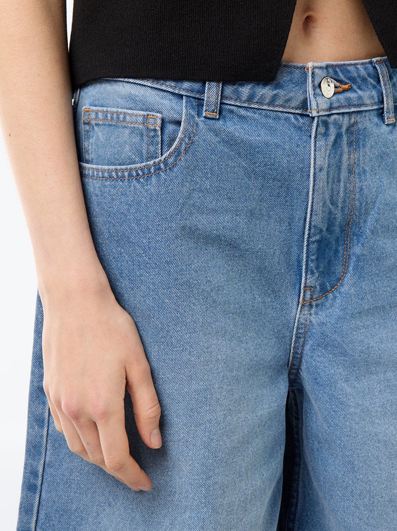 Bermuda en jean taille haute Bleu - Kiabi