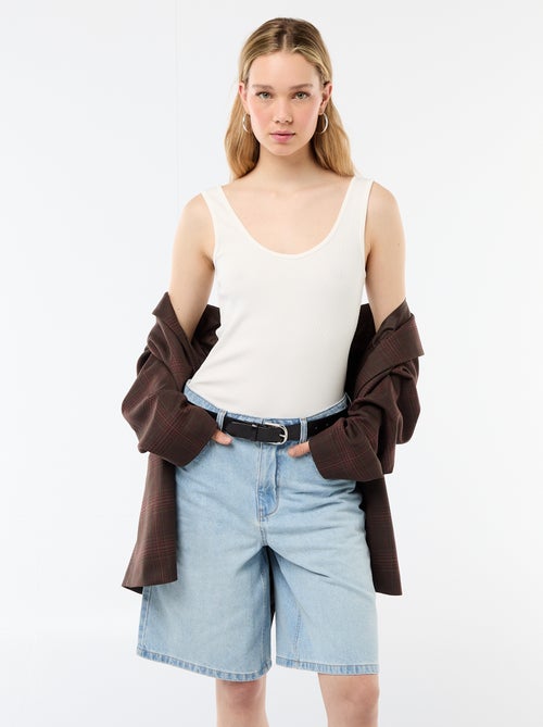 Bermuda en jean taille haute - Kiabi