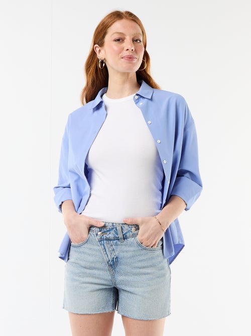 Bermuda en jean taille haute - Kiabi