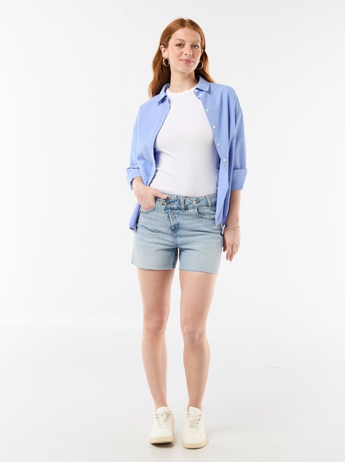 Bermuda en jean taille haute - Kiabi