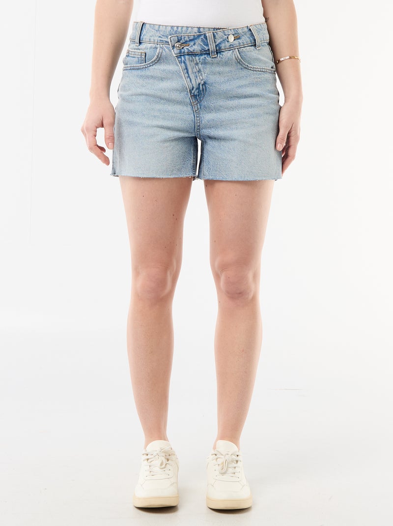 Bermuda en jean taille haute Bleu - Kiabi