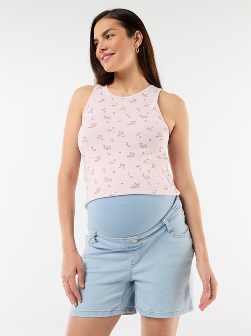 Bermuda en jean taille haute de maternité - Kiabi
